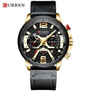 Curren 8329 Quartz Watch for Men Leather Strap Waterproof Luminous Calendar Big Dial Casual Business Sport Fashion Watch