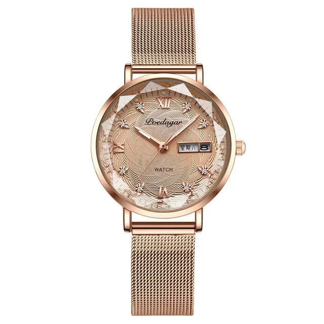 POEDAGAR 3011 Fashion Elegant Original Japan Quartz Movement Women's Wristwatch Waterproof Stainless Steel Strap Watch for Women