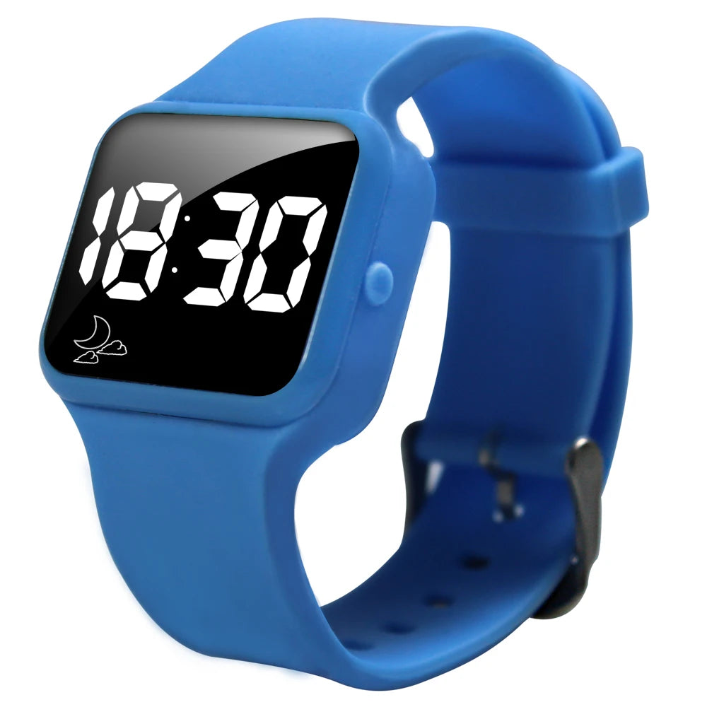 Hot Sell Children's Light Digital Square LED Sport Watch Luxury Adult Student Electronic Watch Silicone Shell Alarm
