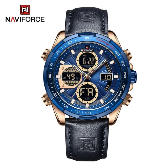 NAVIFORCE 9197 Watch Men's Luxury Sports Chronograph Alarm Clock Watch Waterproof Quartz Big Clock Digital Men's Watch
