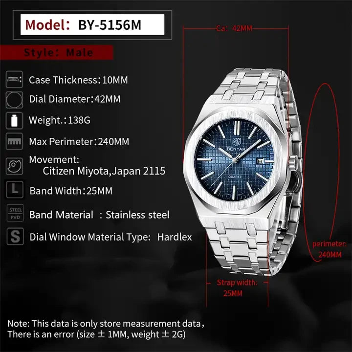 Benyar 5156 Men's Sports Watch with Chronograph & Calendar
