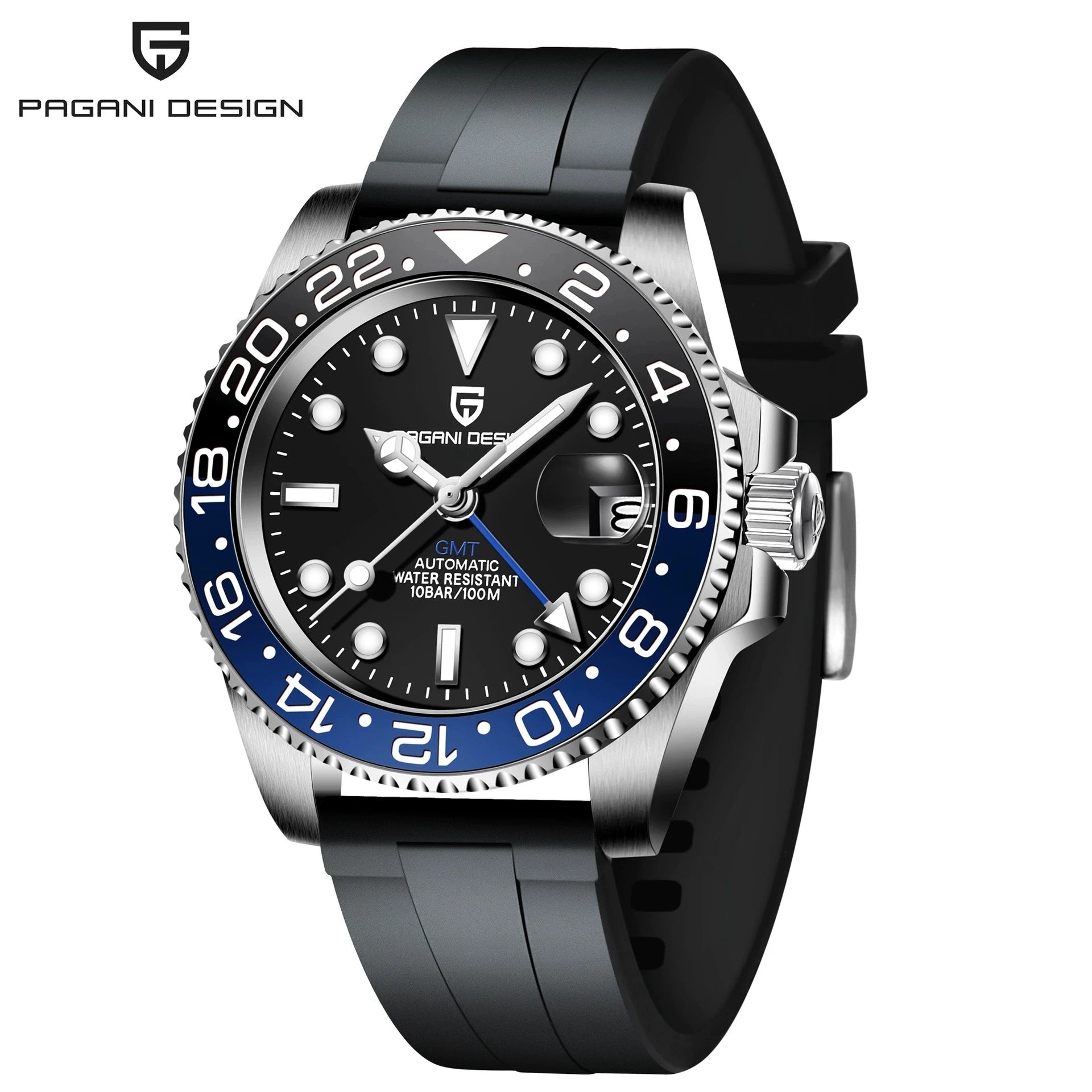 New PAGANI DESIGN 1662 Top Sapphire GMT Watch Stainless Steel Men's Automatic Mechanical Watch Waterproof