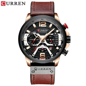 Curren 8329 Quartz Watch for Men Leather Strap Waterproof Luminous Calendar Big Dial Casual Business Sport Fashion Watch