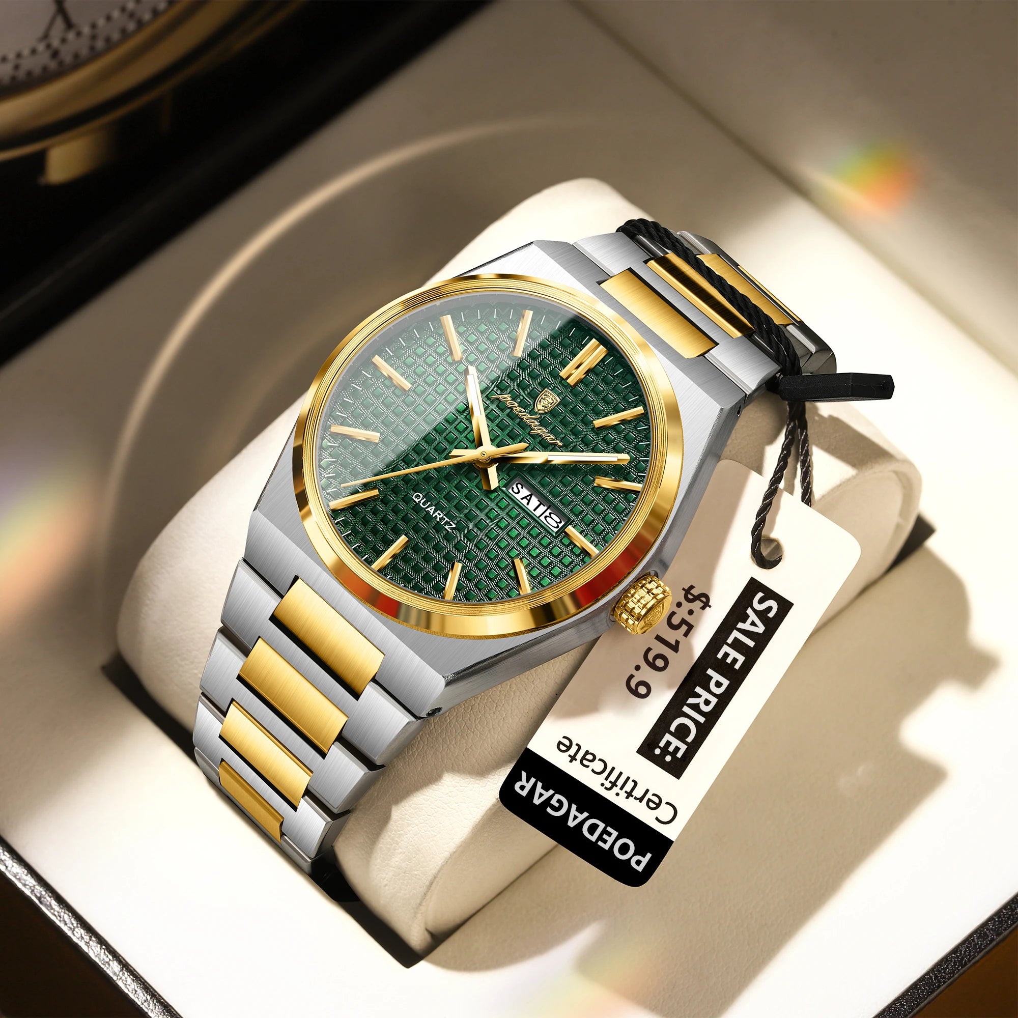 Poedagar 874 Original High Quality Stainless Steel Wristwatch Waterproof Luminous Quartz Watch for Men