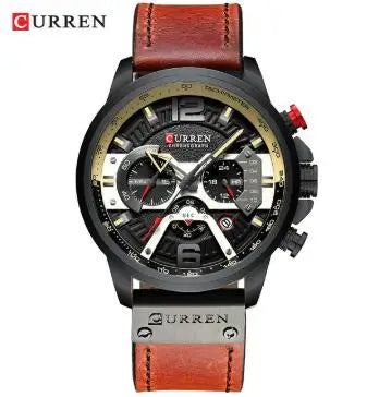 Curren 8329 Quartz Watch for Men Leather Strap Waterproof Luminous Calendar Big Dial Casual Business Sport Fashion Watch