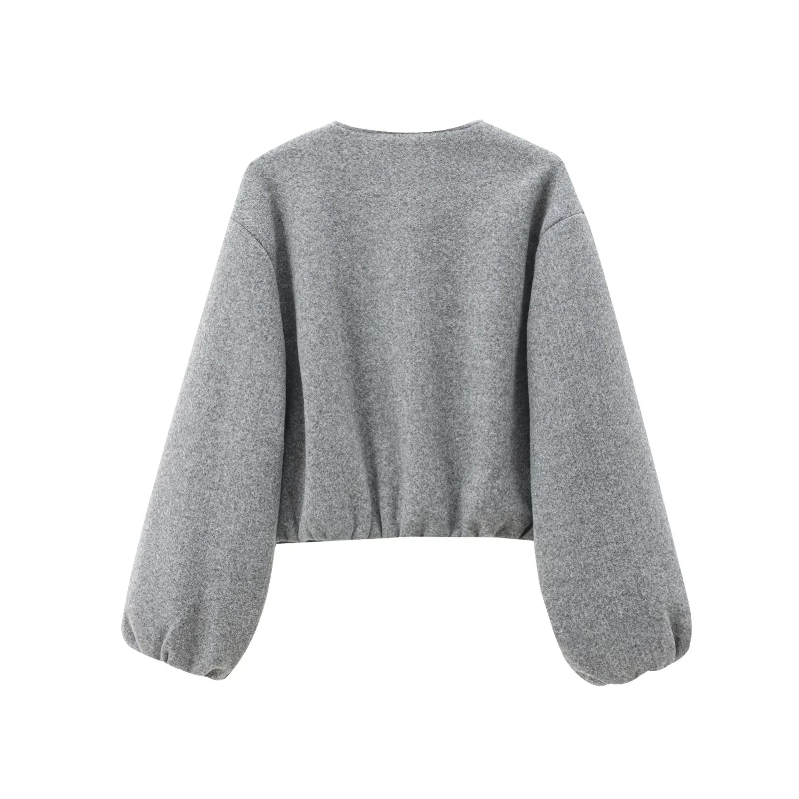 HXAO Outerwears Kurze Bomberjacke Damen Herbst Langarm Kunstwollmäntel Für Damen Winter Reißverschluss Grau Beige Kurze Mäntel