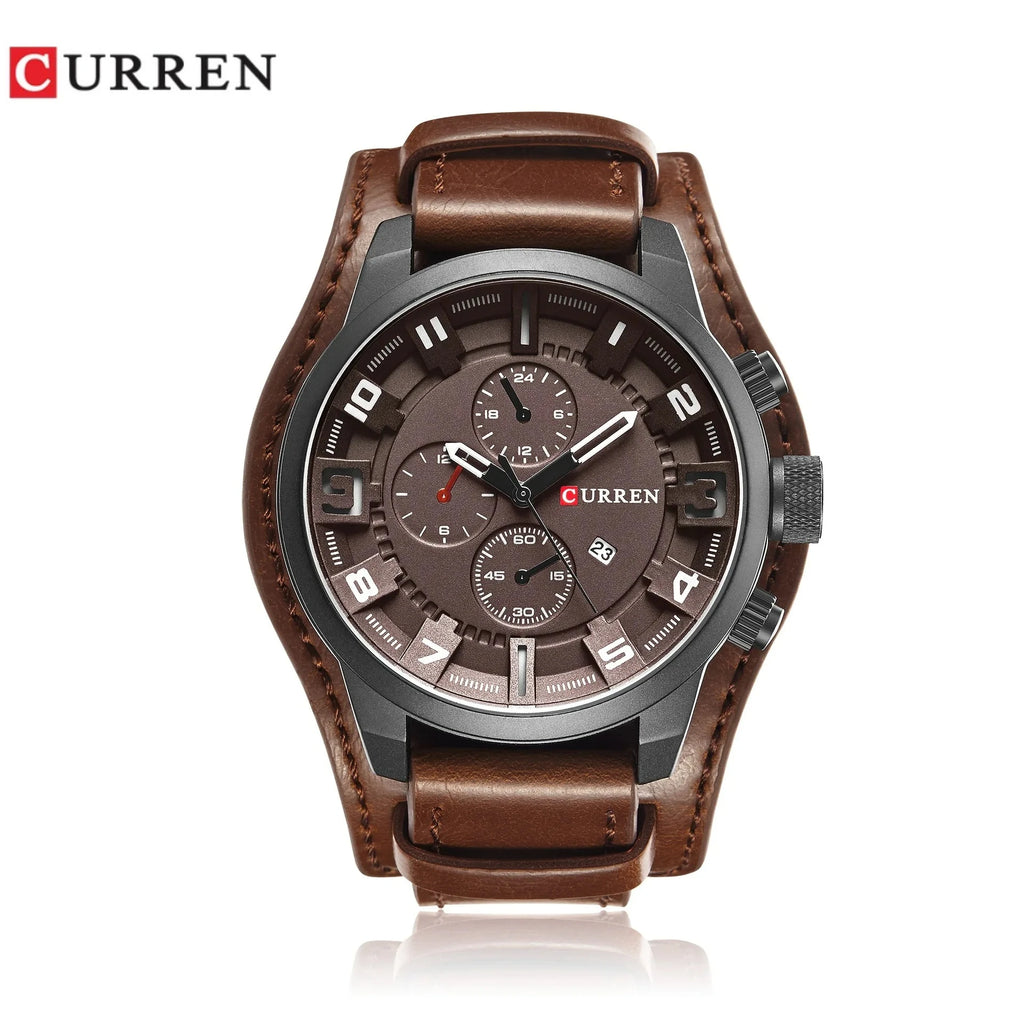CURREN 8225 Top Brand Men's Watch Classic Quartz Dial Calendar Chronograph Waterproof Fashion Leather Strap Watches for Man