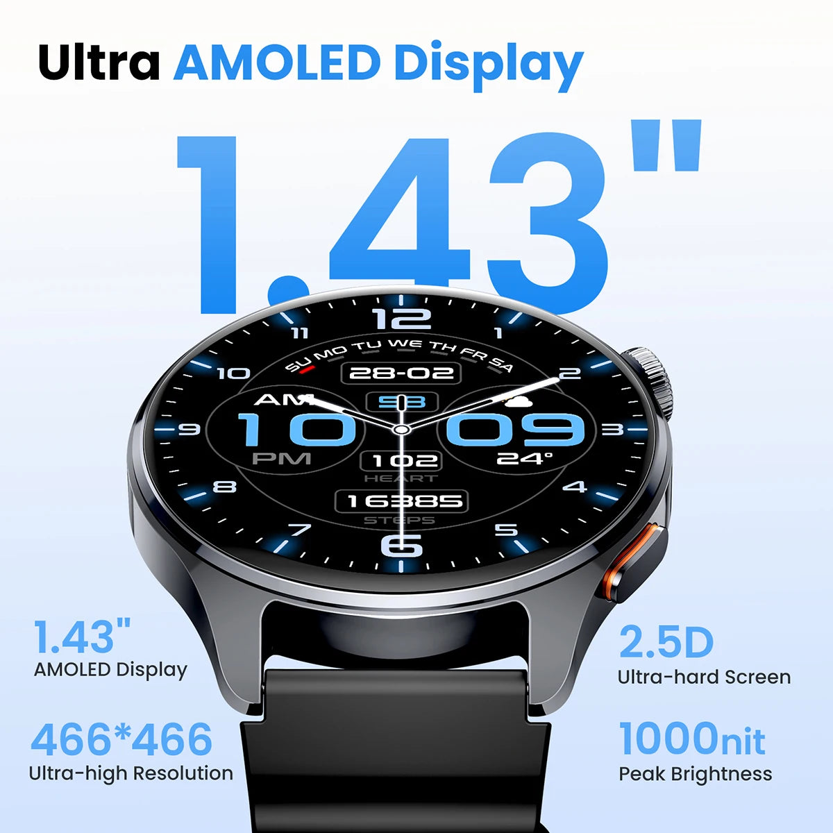 HAYLOU Watch 4S GPS Smartwatch - 1.43” HD AMOLED Display, 5 Satellite Positioning, 120+ Sport Modes