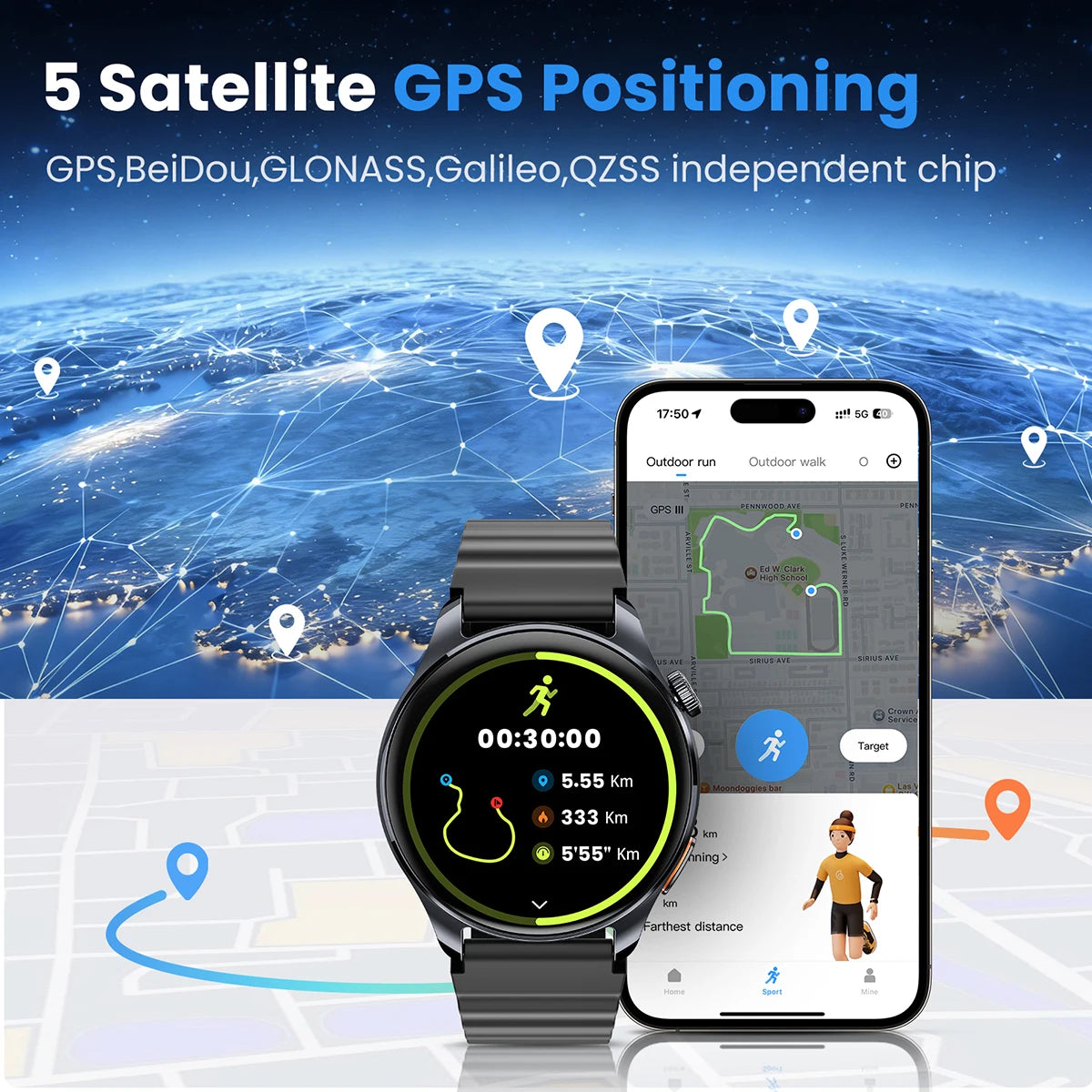 HAYLOU Watch 4S GPS Smartwatch - 1.43” HD AMOLED Display, 5 Satellite Positioning, 120+ Sport Modes