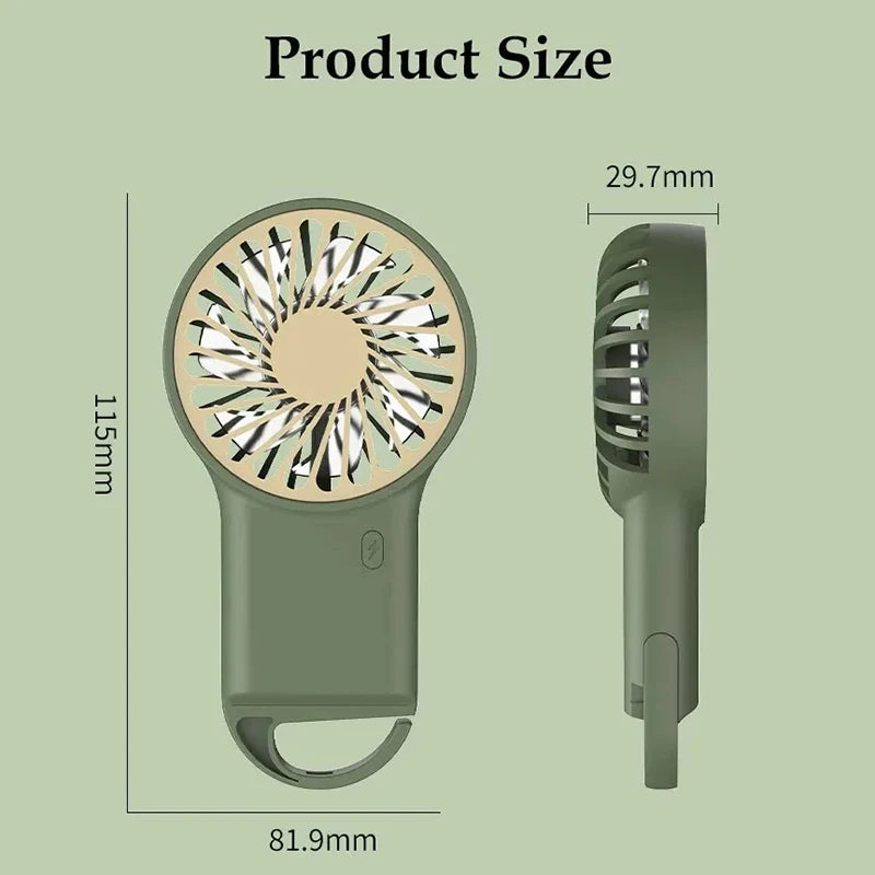 Handheld Foldable Mini Fan Desktop USB Charging Fan With Carabiner Hiking Clip-On Compact Fan Summer Heat Relief Travel Fan