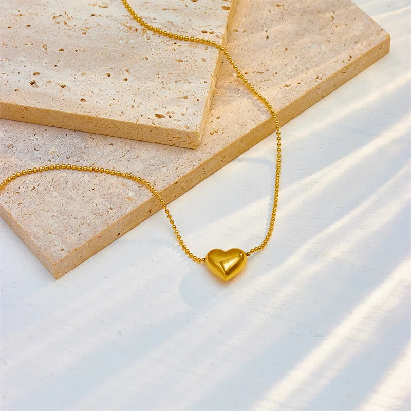 DIEYURO 316L Stainless Steel Large Heart Zircon Necklace For Women New Simple Girls Clavicle Chain Jewelry Birthday Party Gifts