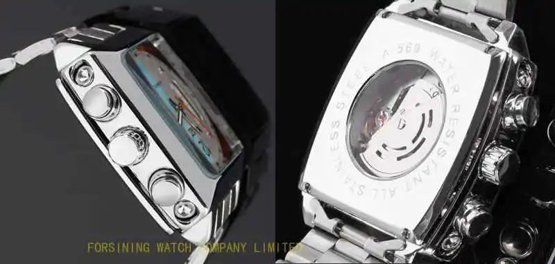JARAGAR 569 Retro Square Dial Unique Men's Automatic Mechanical Watch Calendar Week Steel Strap Casual Men's Clock reloj hombre