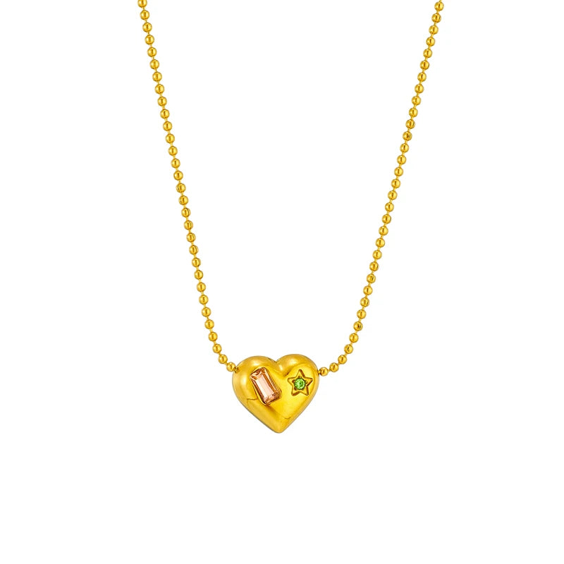 DIEYURO 316L Stainless Steel Large Heart Zircon Necklace For Women New Simple Girls Clavicle Chain Jewelry Birthday Party Gifts