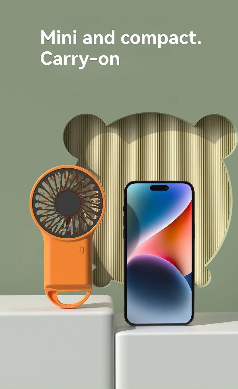 Handheld Foldable Mini Fan Desktop USB Charging Fan With Carabiner Hiking Clip-On Compact Fan Summer Heat Relief Travel Fan