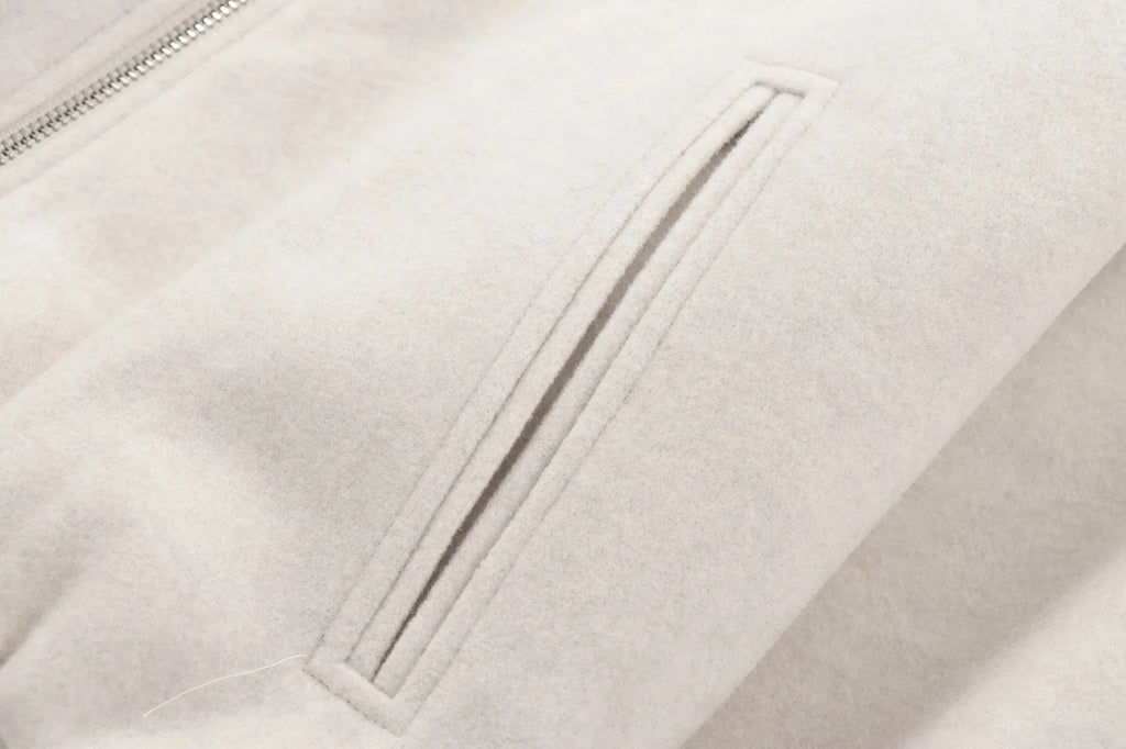 HXAO Outerwears Kurze Bomberjacke Damen Herbst Langarm Kunstwollmäntel Für Damen Winter Reißverschluss Grau Beige Kurze Mäntel