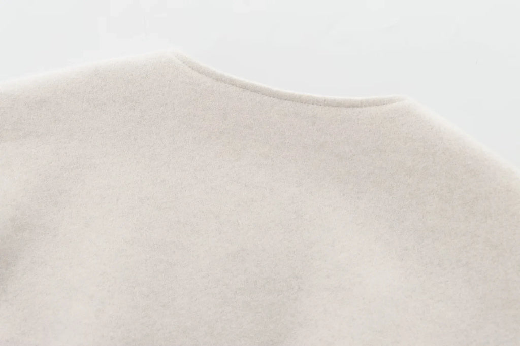 HXAO Outerwears Kurze Bomberjacke Damen Herbst Langarm Kunstwollmäntel Für Damen Winter Reißverschluss Grau Beige Kurze Mäntel