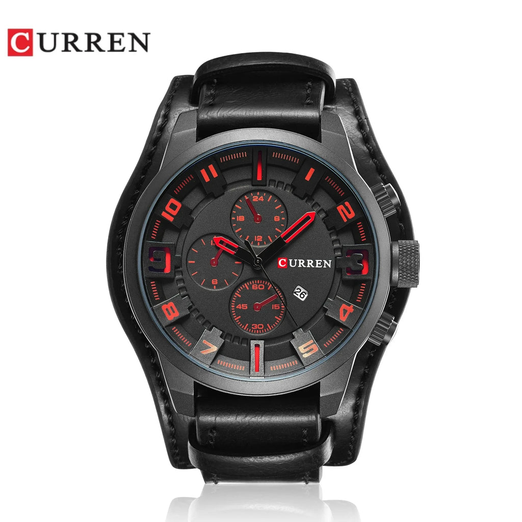 CURREN 8225 Top Brand Men's Watch Classic Quartz Dial Calendar Chronograph Waterproof Fashion Leather Strap Watches for Man