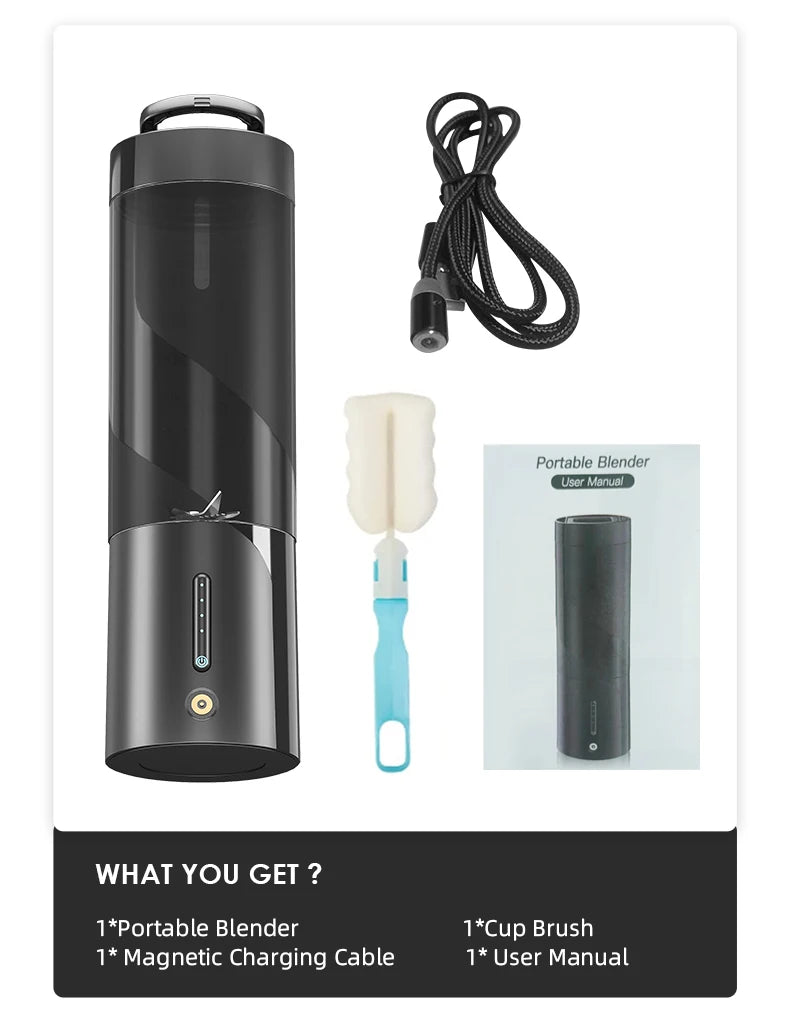 Portable Electric Juice Blender USB Rechargeable Fruit Juicer Mixer for Shakes Smoothies 450ML Househould Outdoor Juicing Cup