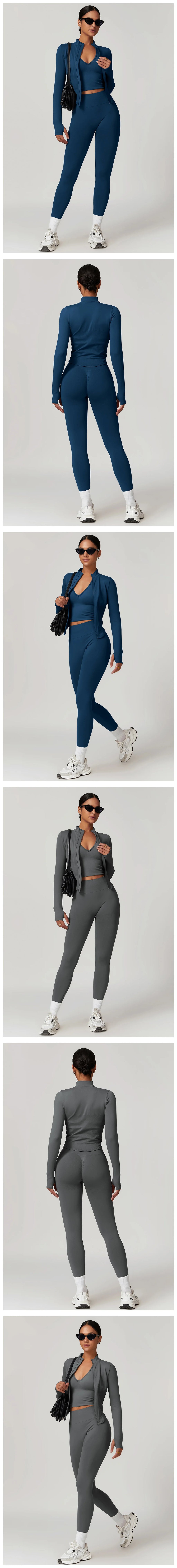 2/3/4PCS Yoga Set Gym Clothes Sportswear Seamless Yoga Suits For Women Fitness Long Sleeved Tracksuits Sports Bra Gym Leggings