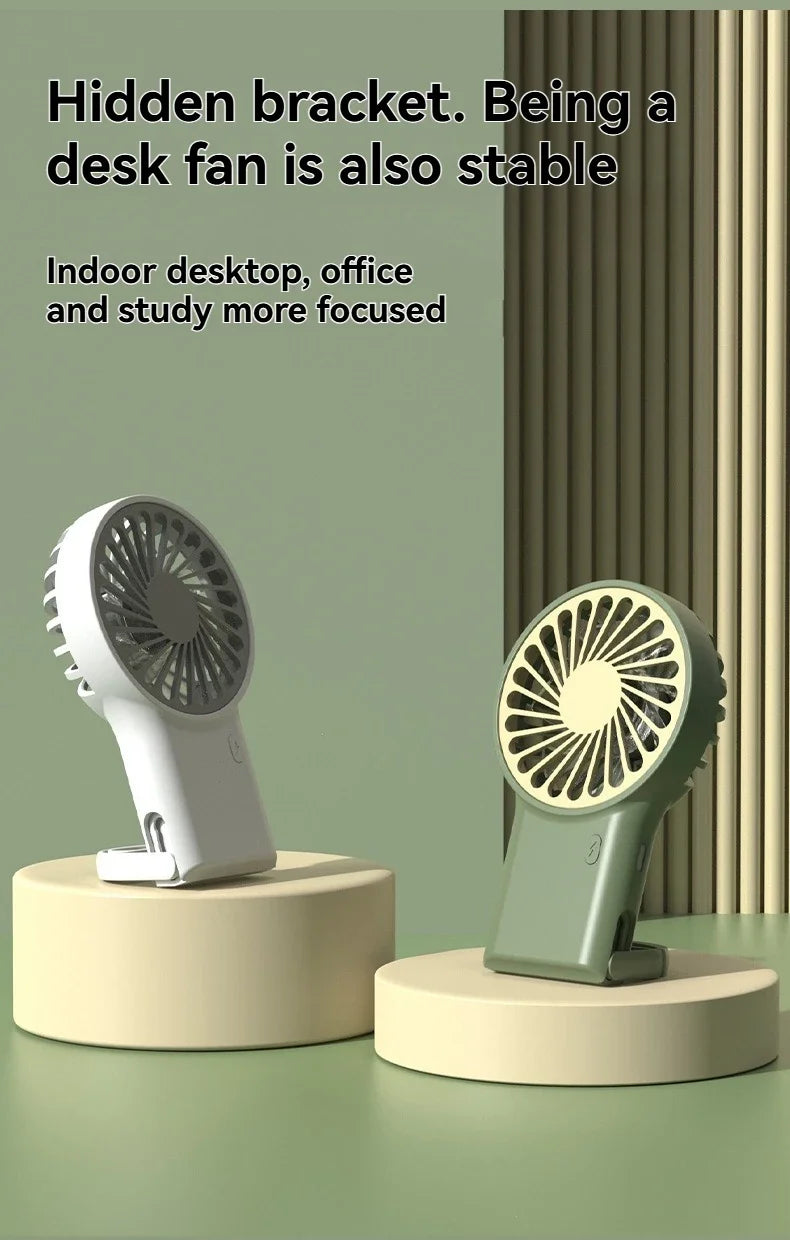 Handheld Foldable Mini Fan Desktop USB Charging Fan With Carabiner Hiking Clip-On Compact Fan Summer Heat Relief Travel Fan