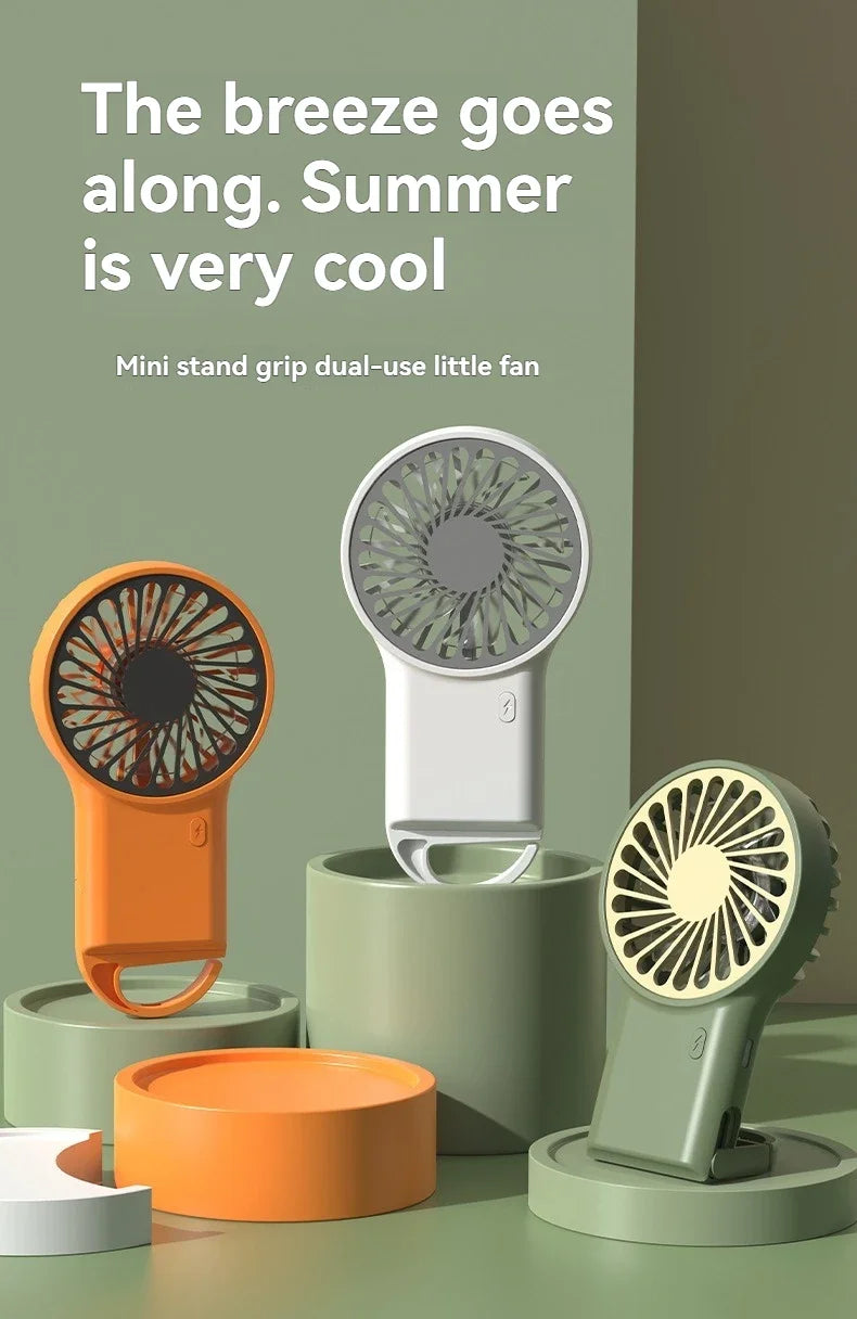 Handheld Foldable Mini Fan Desktop USB Charging Fan With Carabiner Hiking Clip-On Compact Fan Summer Heat Relief Travel Fan