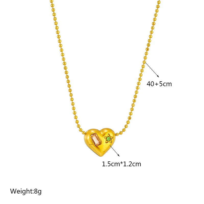 DIEYURO 316L Stainless Steel Large Heart Zircon Necklace For Women New Simple Girls Clavicle Chain Jewelry Birthday Party Gifts