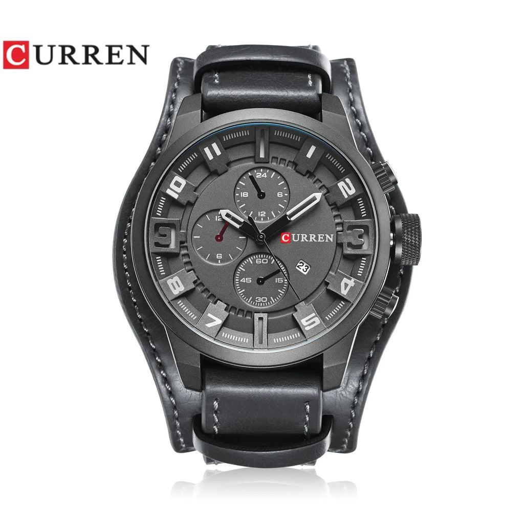 CURREN 8225 Top Brand Men's Watch Classic Quartz Dial Calendar Chronograph Waterproof Fashion Leather Strap Watches for Man