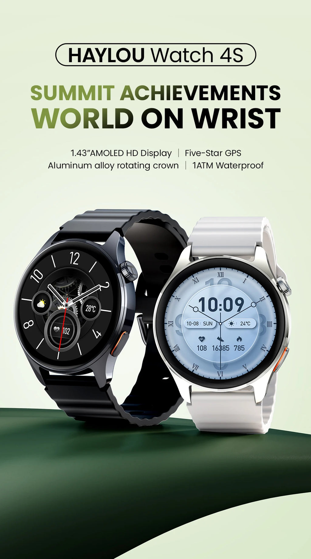 HAYLOU Watch 4S GPS Smartwatch - 1.43” HD AMOLED Display, 5 Satellite Positioning, 120+ Sport Modes