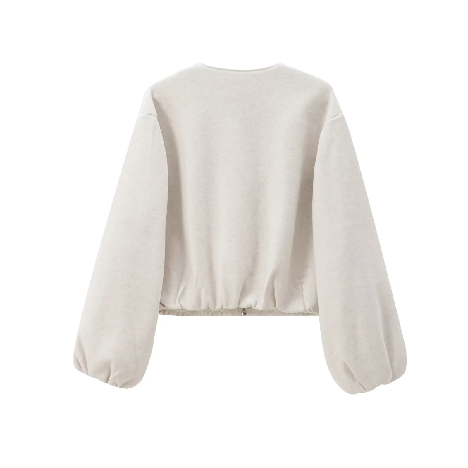 HXAO Outerwears Kurze Bomberjacke Damen Herbst Langarm Kunstwollmäntel Für Damen Winter Reißverschluss Grau Beige Kurze Mäntel