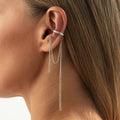 Imitation Pearl Metal Chain Long Tassel C - Shaped No Ear Holes Earbone Clip for Women Temperament Clip Earrings Jewelry Korean