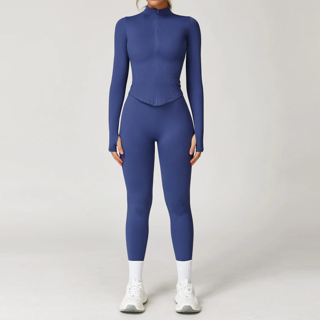2/3/4PCS Yoga Set Gym Clothes Sportswear Seamless Yoga Suits For Women Fitness Long Sleeved Tracksuits Sports Bra Gym Leggings