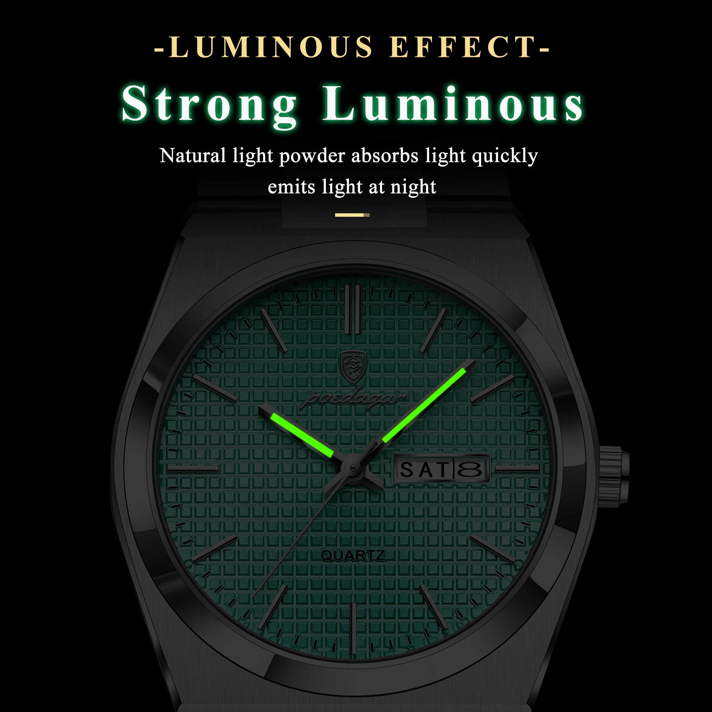 POEDAGAR Luxury Fashion Male Watch Stainless Steel Waterproof Luminous Men's Quartz Watches Casual Date Week Wristwatch For Men