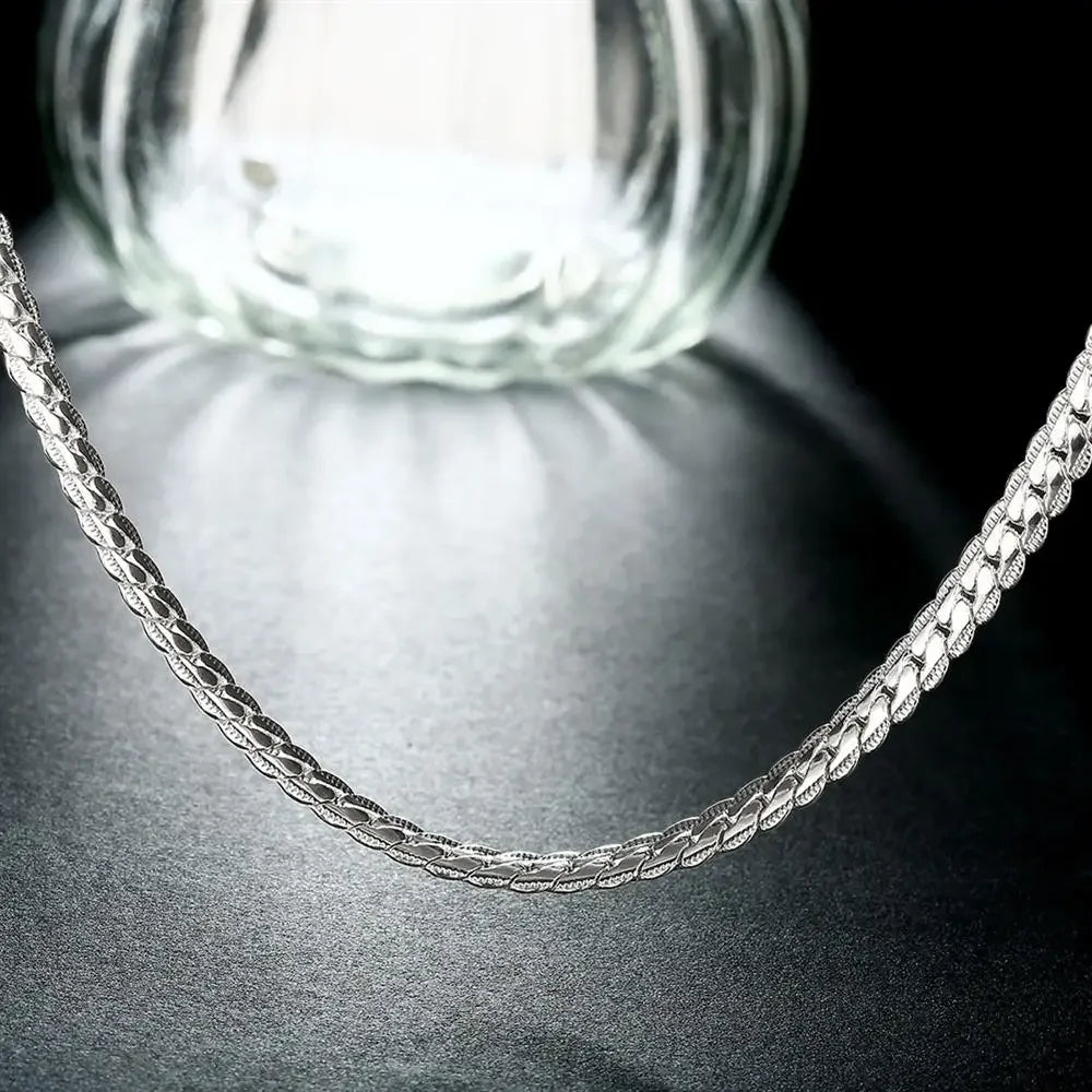 Fine Top Brand Silver Color 6mm Chain Necklace for Woman Men 16-24inch Fashion Wedding Party Jewelry Gift Dropshipping