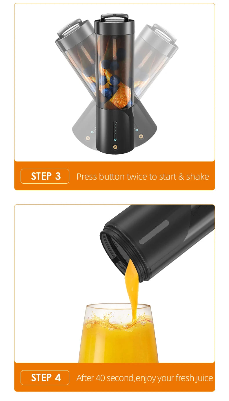 Portable Electric Juice Blender USB Rechargeable Fruit Juicer Mixer for Shakes Smoothies 450ML Househould Outdoor Juicing Cup