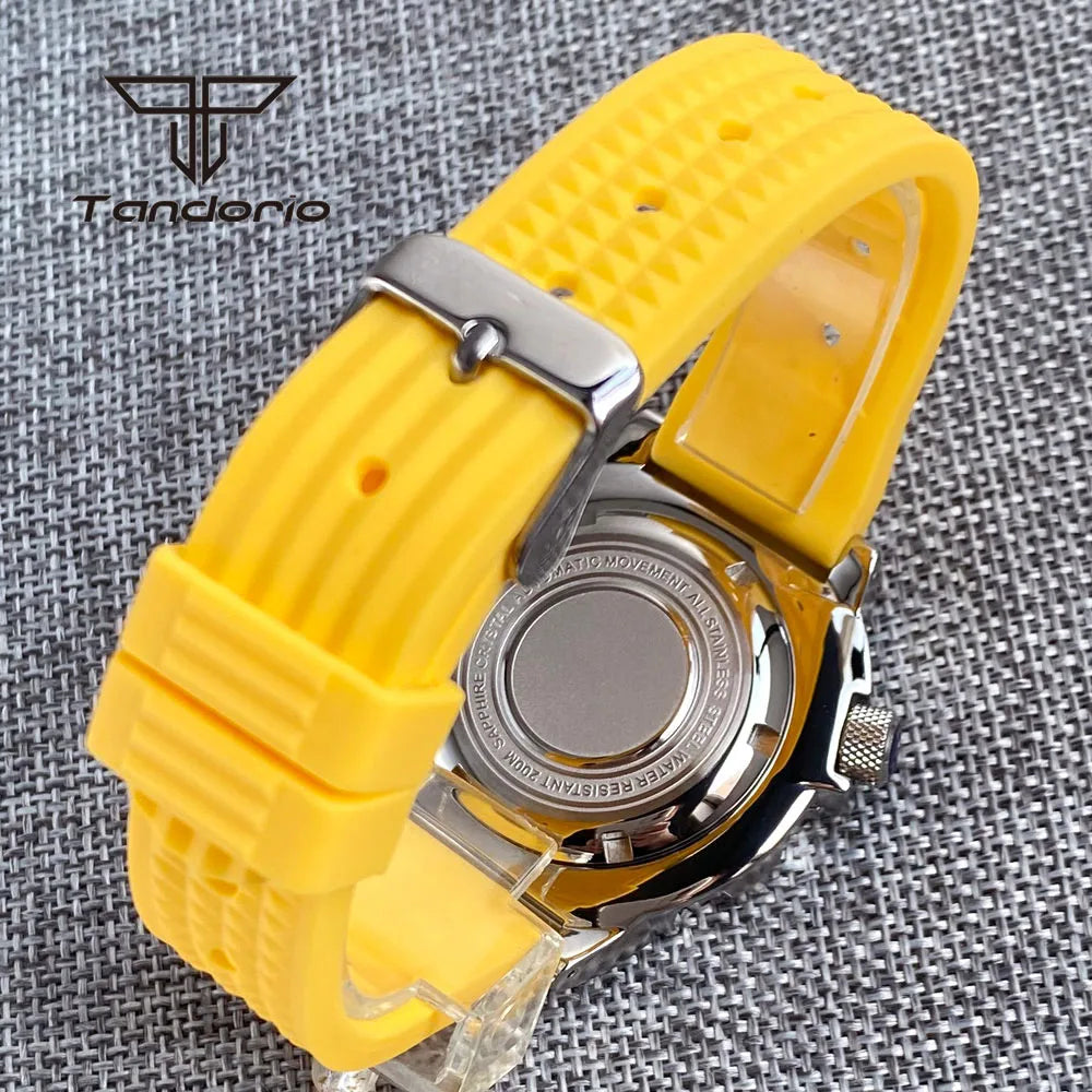 Tandorio Monster Dive NH36 42mm Mechanical Automatic Men Watch 20ATM AR Sapphire Crystal Wristwatch Date Week Green Luminous