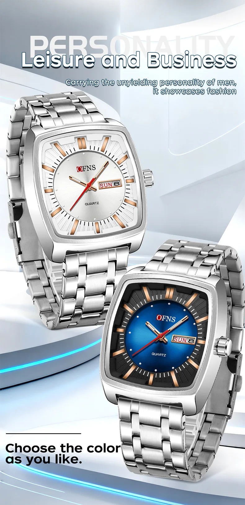2026 Fashion Ofns Top Brand Simple Full Steel Belt Quartz Watch High Value Wine Barrel Square Waterproof Luminous Business Men's
