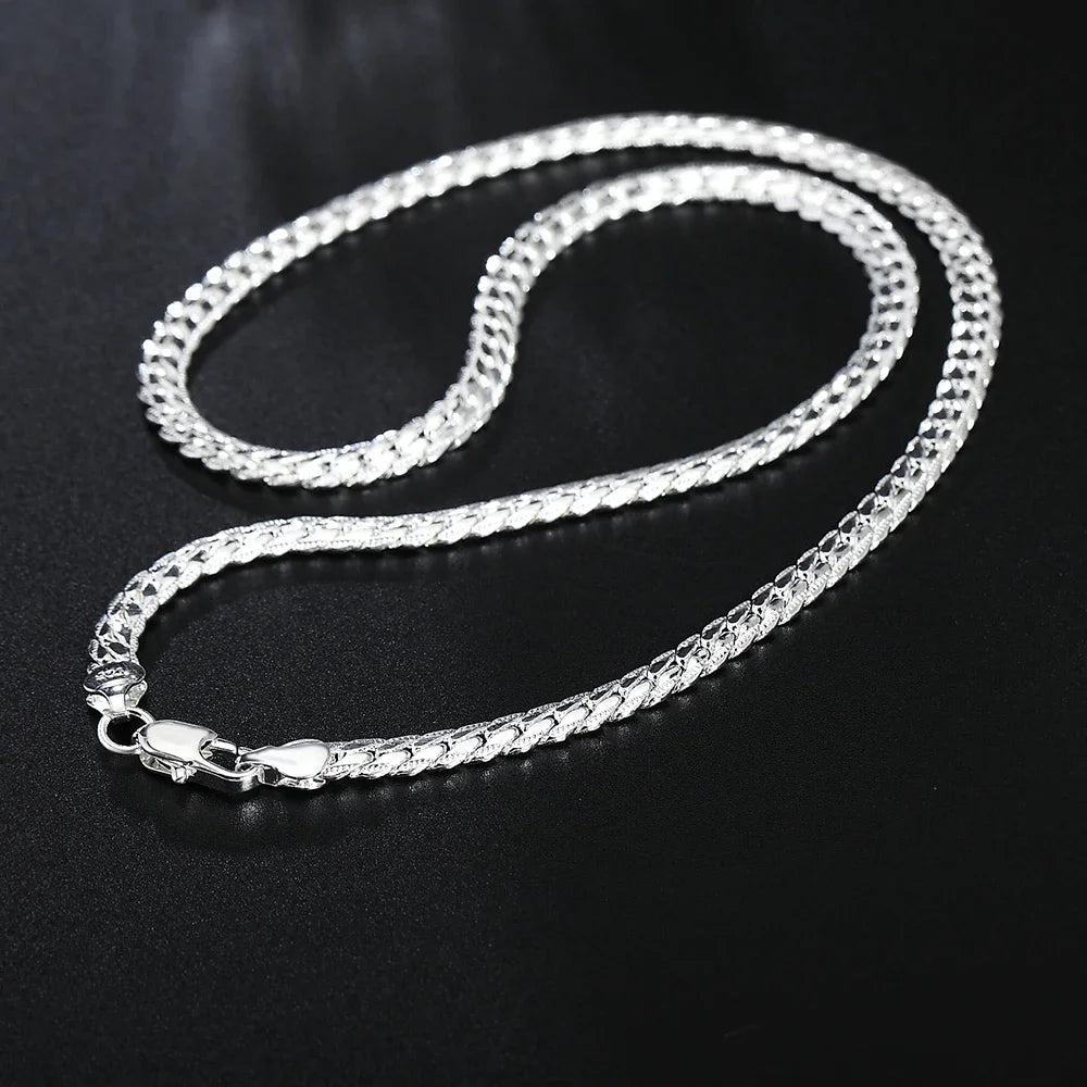 Fine Top Brand Silver Color 6mm Chain Necklace for Woman Men 16-24inch Fashion Wedding Party Jewelry Gift Dropshipping