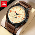 OPK 6091 Man Watch 47mm Large Dial Chronograph Date Waterproof Watches Original Leather Strap Fashion Retro Quartz Watch for Men