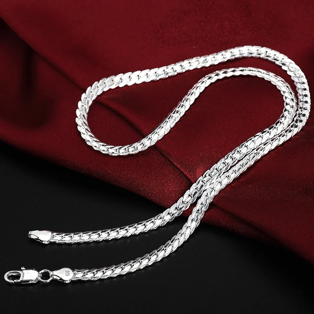 Fine Top Brand Silver Color 6mm Chain Necklace for Woman Men 16-24inch Fashion Wedding Party Jewelry Gift Dropshipping