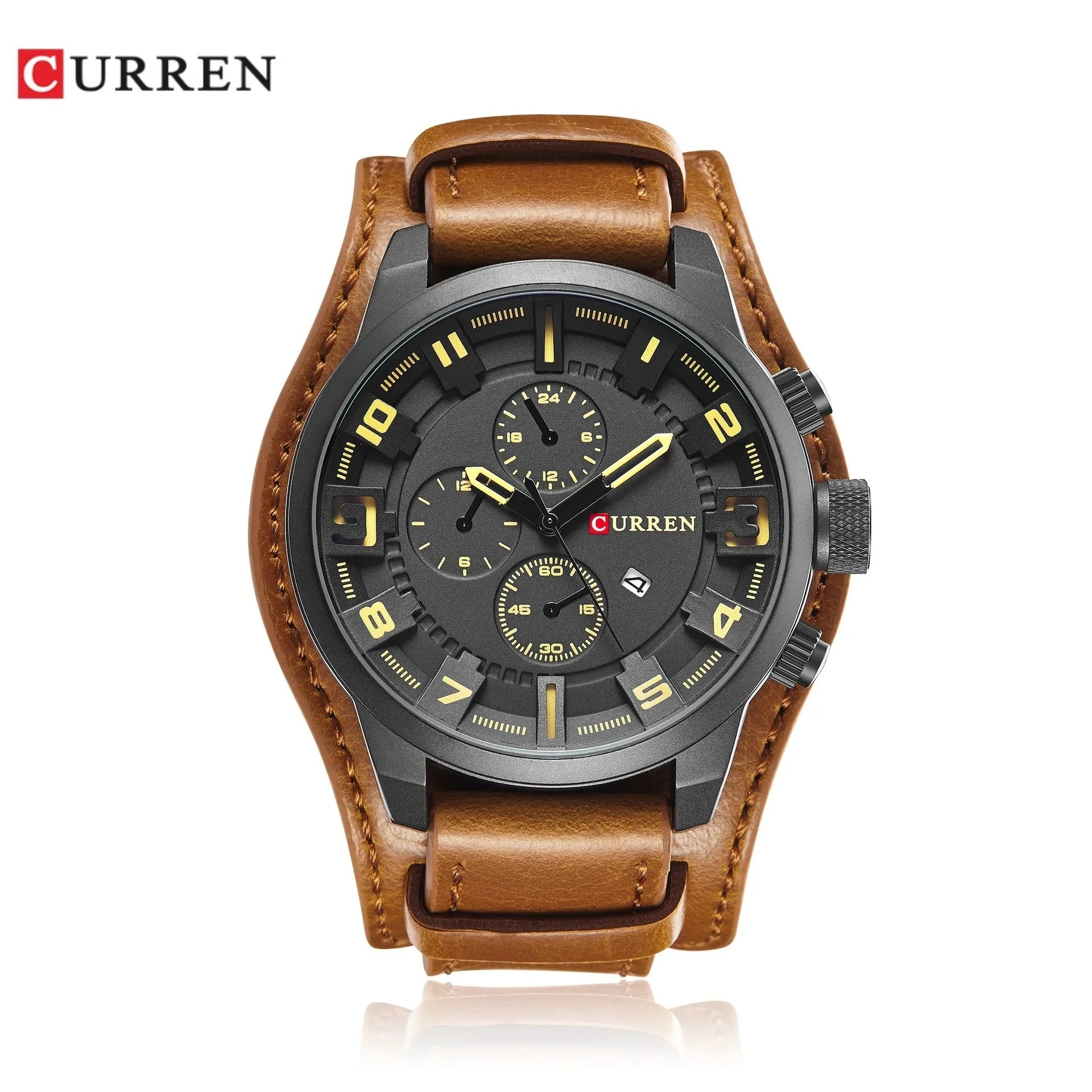 CURREN 8225 Top Brand Men's Watch Classic Quartz Dial Calendar Chronograph Waterproof Fashion Leather Strap Watches for Man