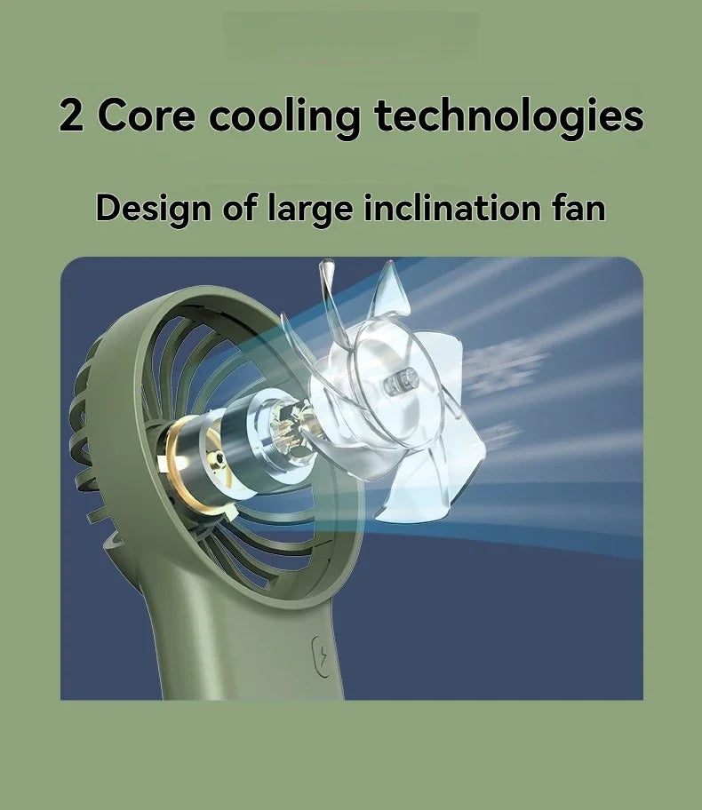 Handheld Foldable Mini Fan Desktop USB Charging Fan With Carabiner Hiking Clip-On Compact Fan Summer Heat Relief Travel Fan