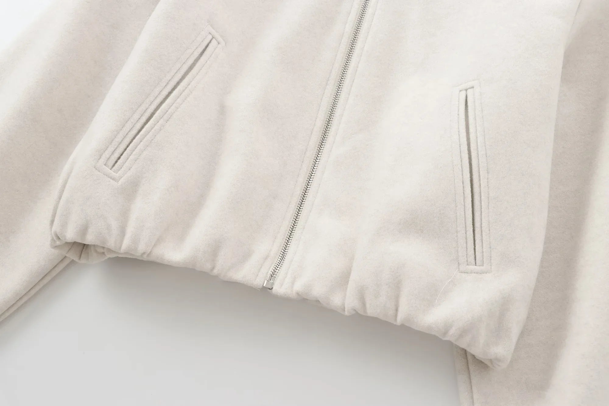 HXAO Outerwears Kurze Bomberjacke Damen Herbst Langarm Kunstwollmäntel Für Damen Winter Reißverschluss Grau Beige Kurze Mäntel