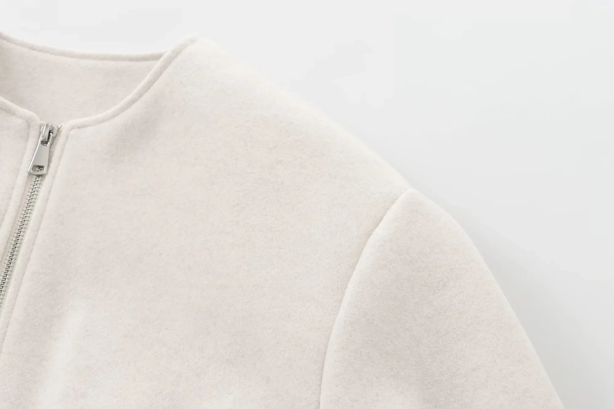 HXAO Outerwears Kurze Bomberjacke Damen Herbst Langarm Kunstwollmäntel Für Damen Winter Reißverschluss Grau Beige Kurze Mäntel