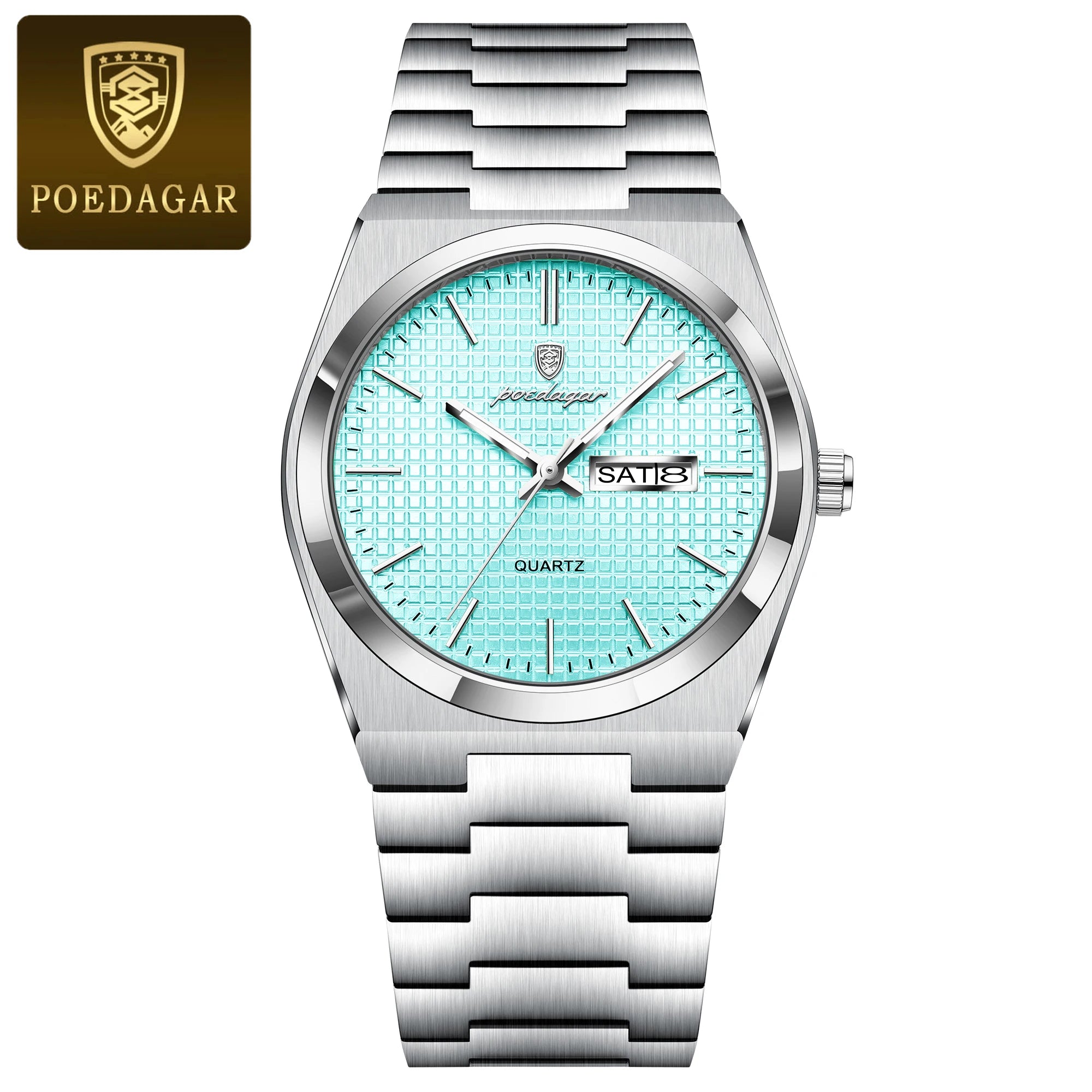 POEDAGAR Luxury Fashion Male Watch Stainless Steel Waterproof Luminous Men's Quartz Watches Casual Date Week Wristwatch For Men