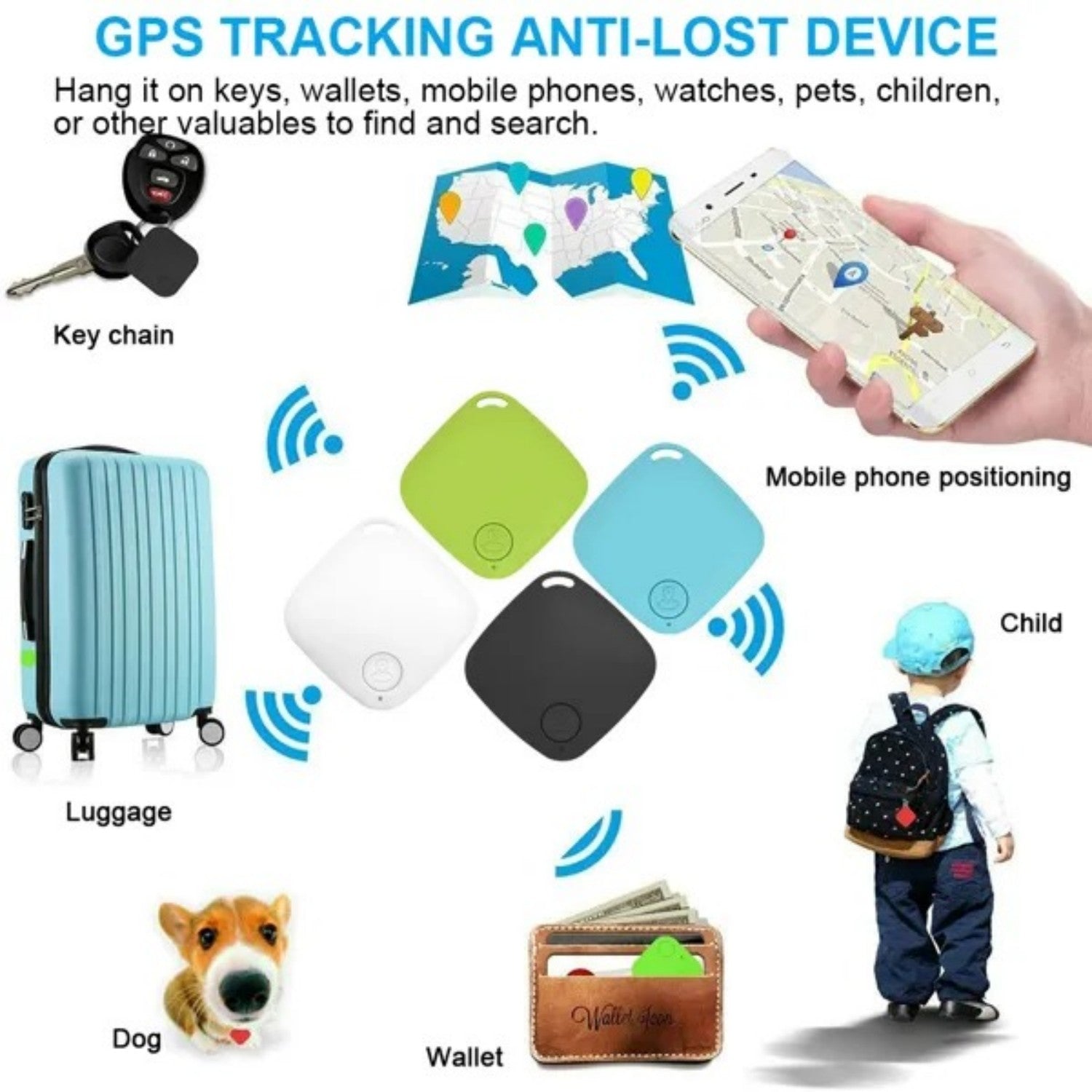 Anti-lost Wireless GPS Tracker Locator Finder For Kid Key Pet Dog